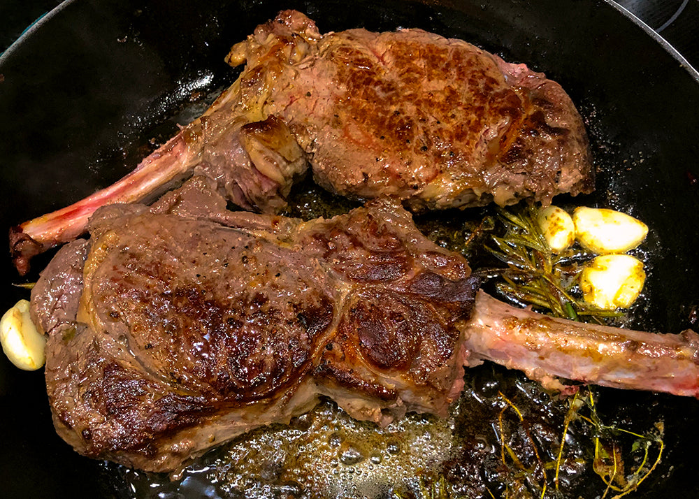 Fresh Garlic and Herb Butter Basted Bone-In Ribeyes – Wild Idea Buffalo
