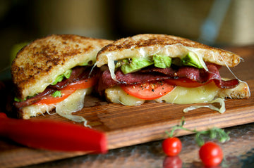 Grilled Bacon, Tomato, Avocado and Cheese Sandwich