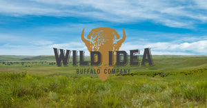 New logo for Wild Idea Buffalo Company over the prairie