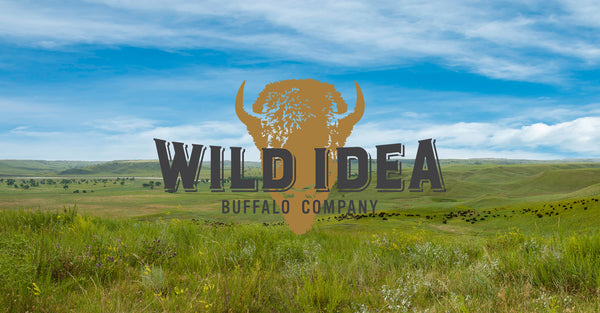 New logo for Wild Idea Buffalo Company over the prairie