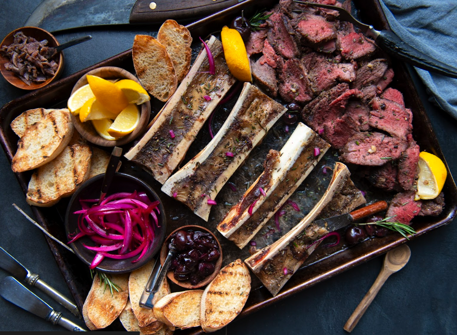 Roasted Canoe Bones with Buffalo Meat