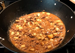 Ground Bison cooked up with potatoes and beans