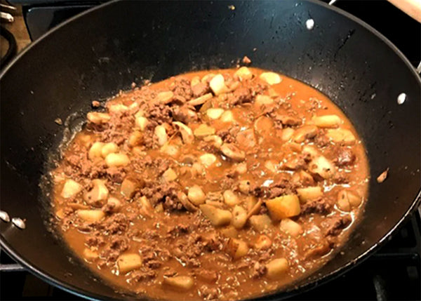 Ground Bison cooked up with potatoes and beans