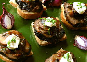 Pressure cooker braised tongue sliced on canapes