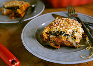 Eggplant Parmesan with Bison Meat plated