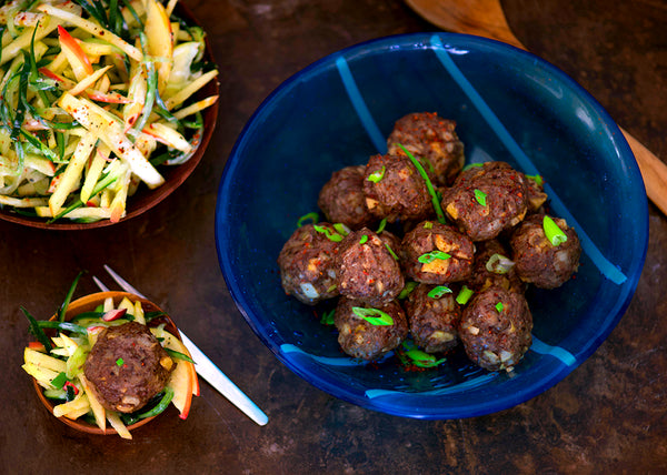 Bison ancestral blend Meatballs with coleslaw