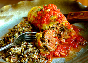 Ground Bison Cabbage rolls in tomato Sauce
