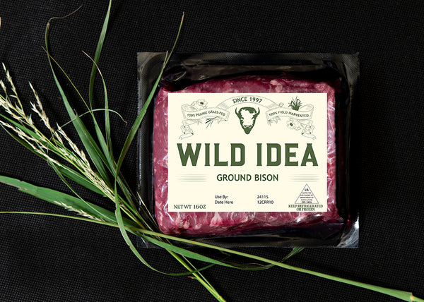 Ground Bison Meat Raw in package