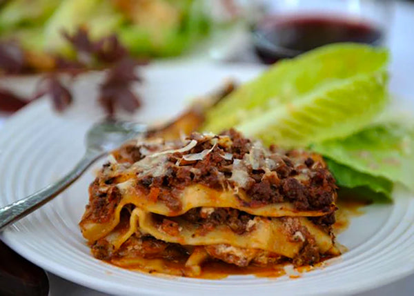 Bison Lasagna with Salad