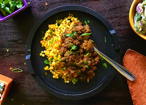 North African Meat Sauce made with bison meat on couscous