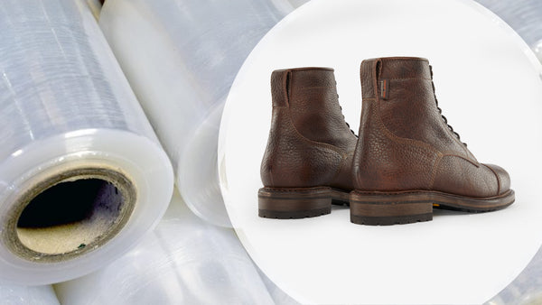 patagonia workwear boots over an image of plastic sheeting