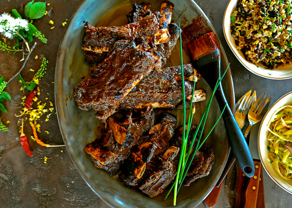 Cooked Bison Ribs prepared Jerk Style 