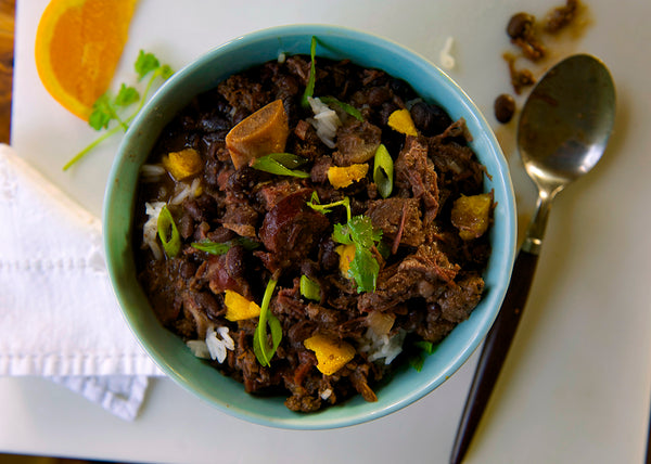 Bison Brazilian Feijoada in bowl with rice