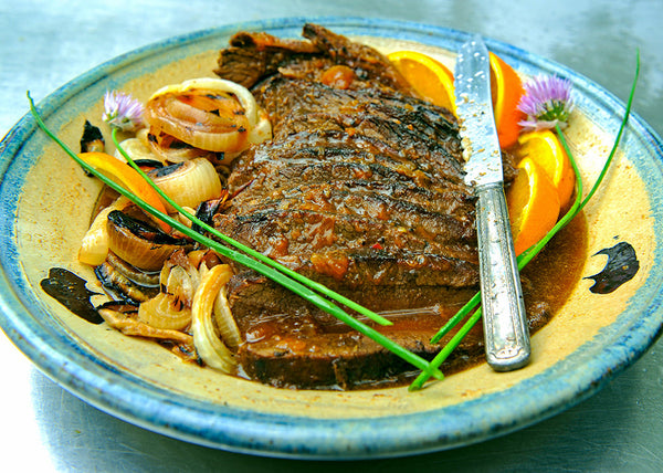 Braised Bison Brisket with Orange Glaze and Onions