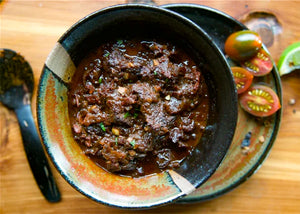 Texas Red Chili made with Bison meat