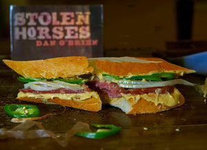 Bison Salami, Onion, and jalapeno sandwich.