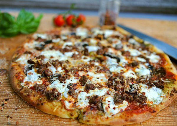 Bison Italian Sausage Pizza Cooked 