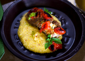 Pesto Meatloaf with Blistered Tomatoes