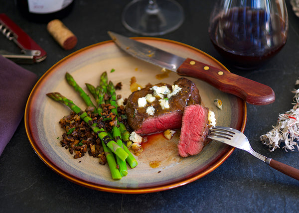 Bison Tenderloin Steak with Blue Cheese 