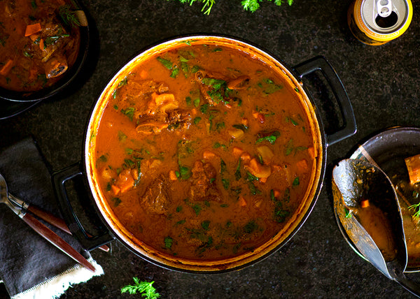 Bison short Rib, Fennel & Squash Stew in a bowl