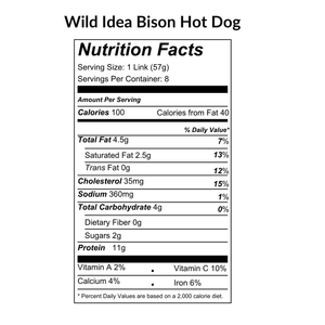 Wild Idea Hot Dog Ingredients