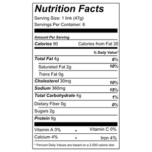 Label - Wild Idea Bison Breakfast Sausage - Nutritional Facts 