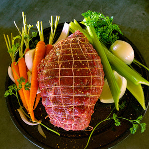 raw chuck roast with vegetables