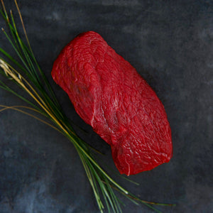 100% grass-fed and field harvested bison top sirloin steak 