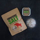 overhead shot of omnivore salt packet and tin
